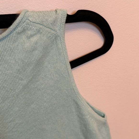 Eileen Fisher Silk Cashmere Scoop Neck Knit Sleeveless Sweater Aqua Blue Size PS - Picture 4 of 7